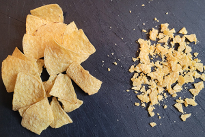 Photo of entire crisps/chips and their crumbs