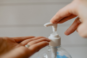 Photo of hand sanitiser being applied