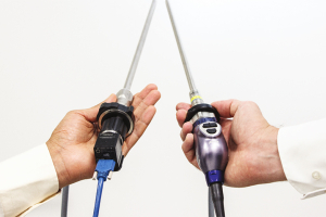 Photos of RGB and multispectral imaging laparoscopes