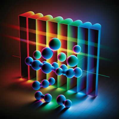 Illustration of an optical frequency comb probing gas molecules. Credit: Alex Belsley Illustration of an optical frequency comb probing gas molecules