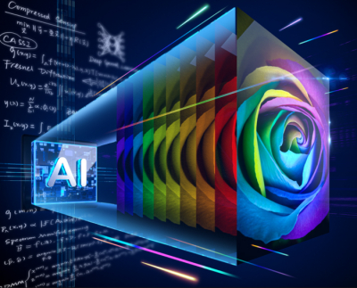 A schematic diagram of deep-learning-based spectral imaging. The spectral image is made up of nine channels for demonstration, while in fact there would be more channels (tens of or hundreds of). The background displays some mathematical formulas behind spectral imaging, which are derived and explained in the review. Credit: Longqian Huang, Ruichen Luo, Xu Liu and Xiang Hao